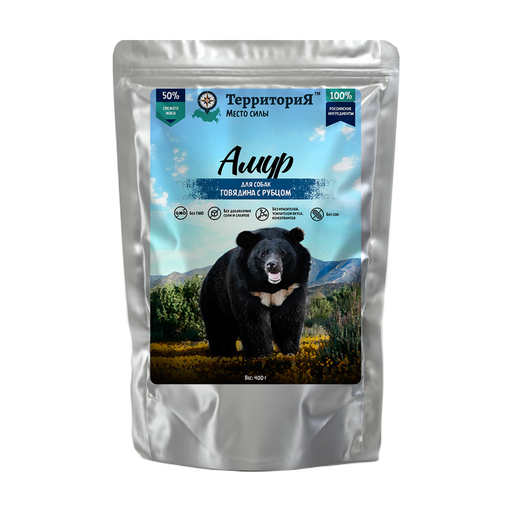 Влажный корм для собак Территория Амур (говядина с рубцом)