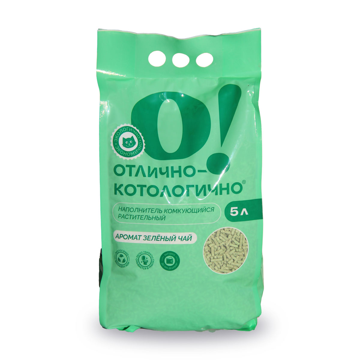 Растительный наполнитель «О! Отлично-котологично» зеленый чай