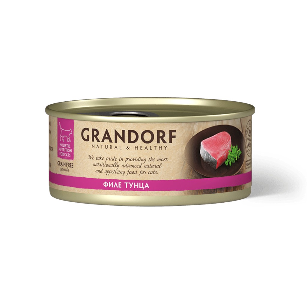 Влажный корм для кошек Grandorf «Филе тунца в собственном соку» (70 грамм)