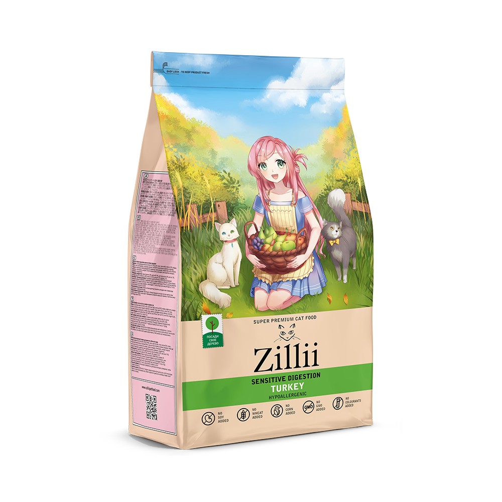 Zillii Sensitive Digestion для кошек с чувствительным пищеварением (индейка)