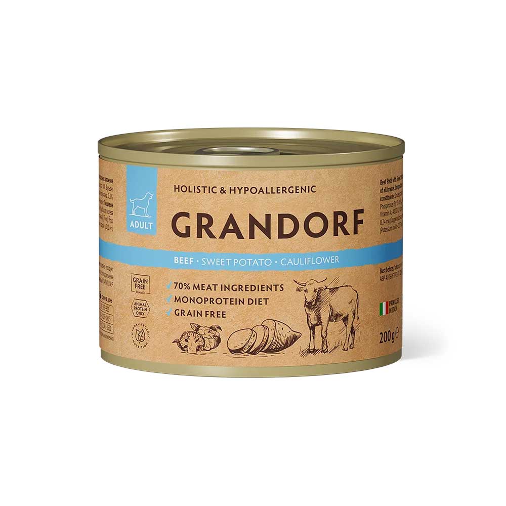 Влажный корм для собак Grandorf «Говядина с бататом и цветной капустой»