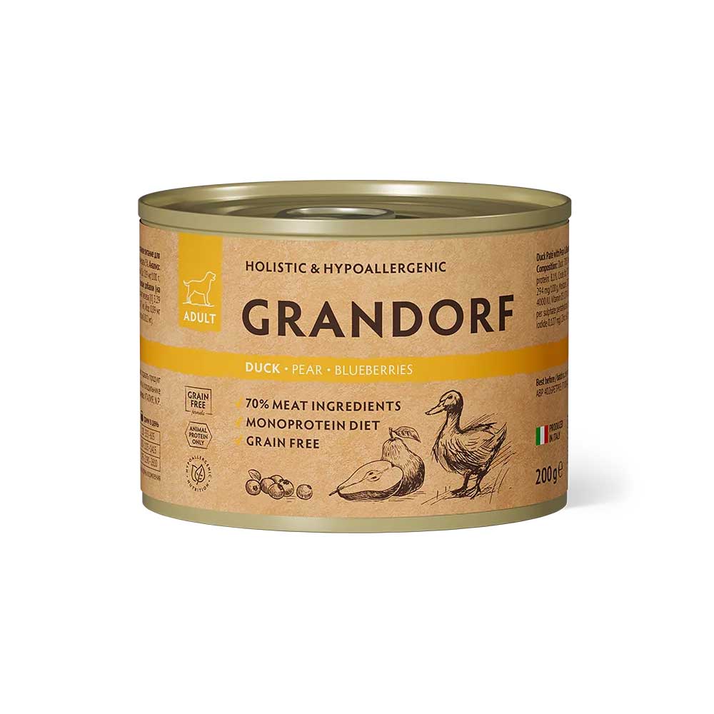Влажный корм для собак Grandorf «Утка с грушей и черникой»