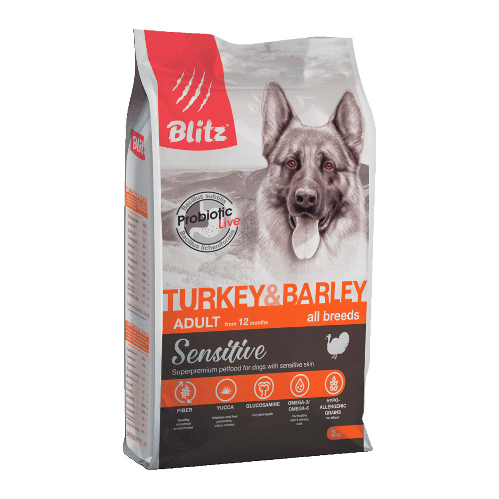 BLitz Sensitive Turkey & Barley для собак всех пород с индейкой и ячменем