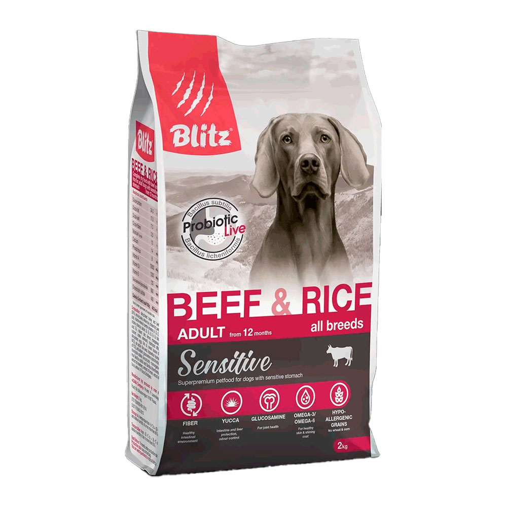 Blitz Sensitive Beef & Rice для собак всех пород с говядиной и рисом