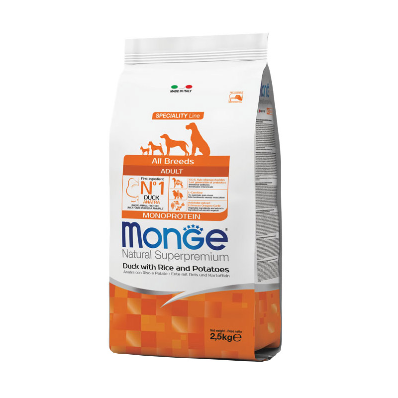 Monge Dog Speciality Line Monoprotein All Breeds Duck with Rice & Potatoes для собак всех пород, из утки с рисом и картофелем