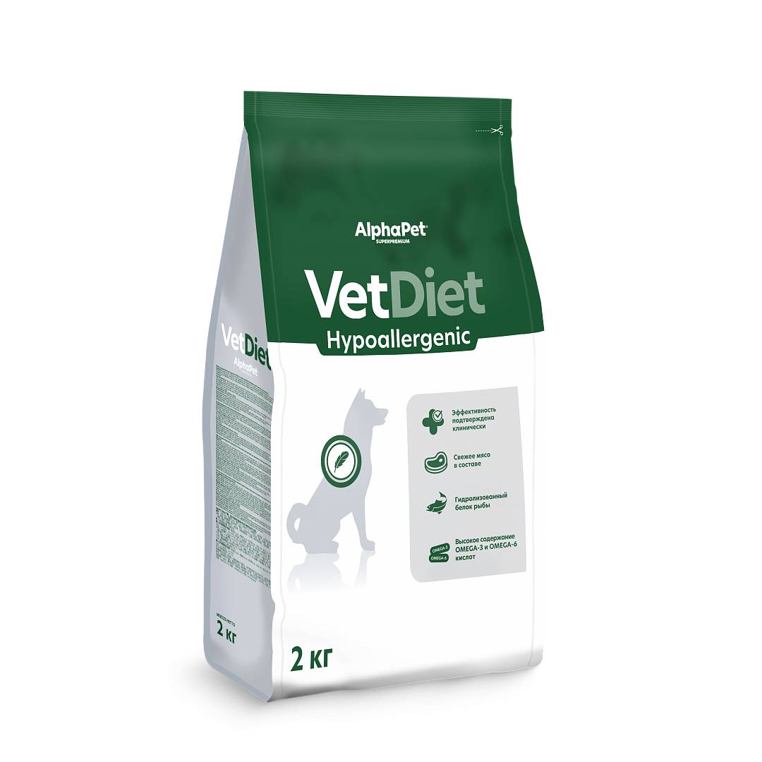 AlphaPet VetDiet Hypoallergenic для собак при пищевой аллергии и непереносимости ингредиентов