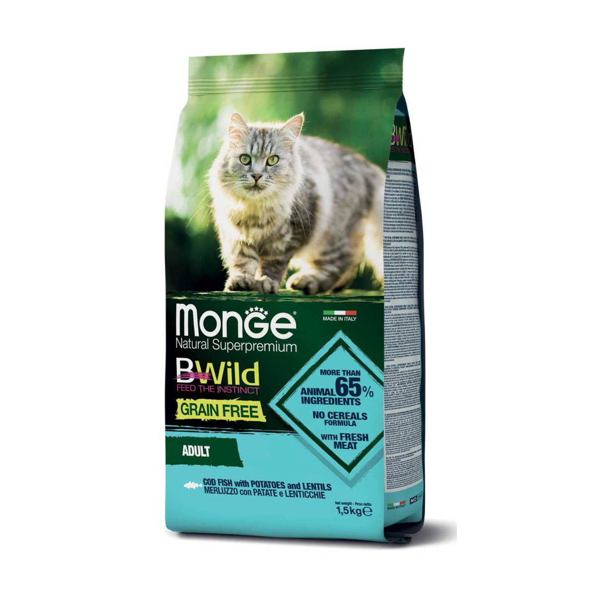 Monge Cat BWild GRAIN FREE для взрослых кошек, из трески