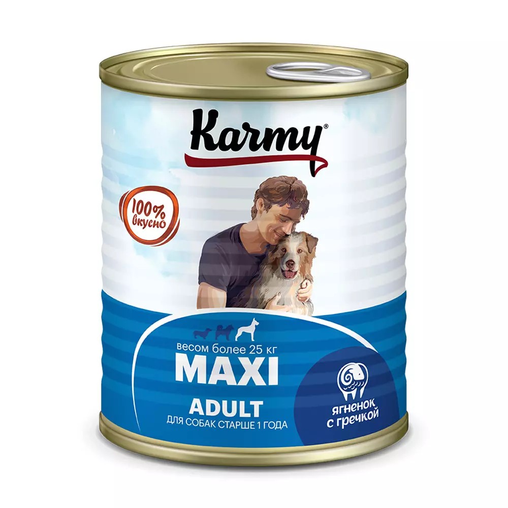 Влажный корм для собак крупных пород Karmy Maxi Adult (ягненок с гречкой)