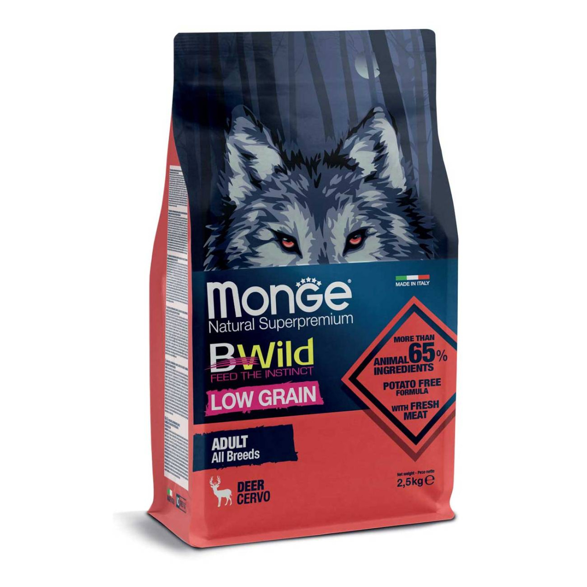 Monge Dog BWild Low Grain для собак из мяса оленя
