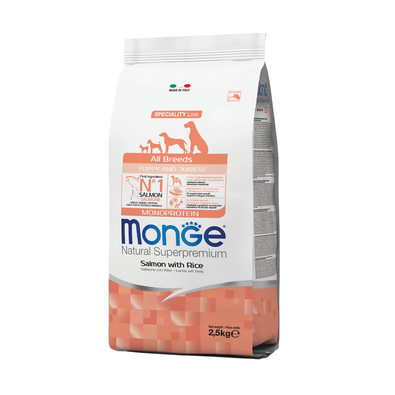 Monge Dog Speciality Line Monoprotein Puppy & Junior для щенков всех пород, из лосося с рисом