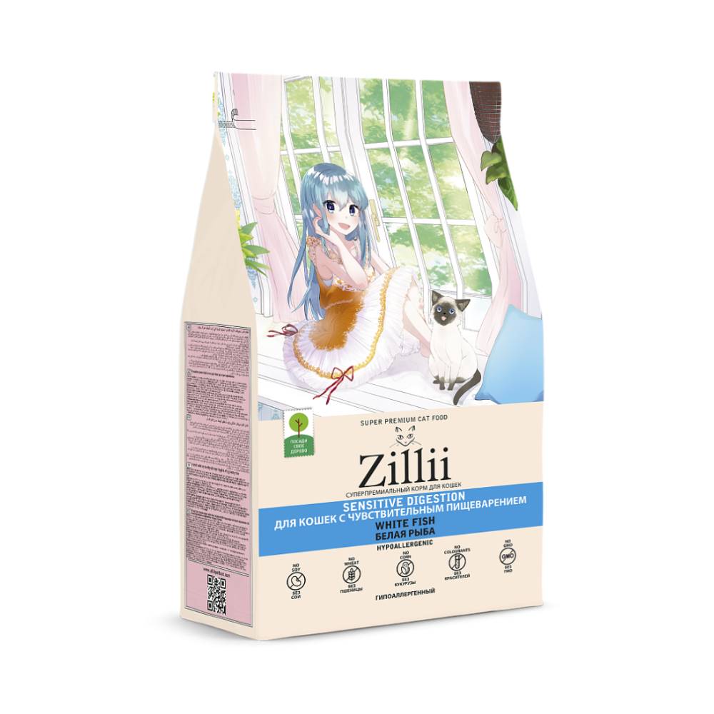 Zillii Sensitive Digestion для кошек с чувствительным пищеварением (белая рыба)