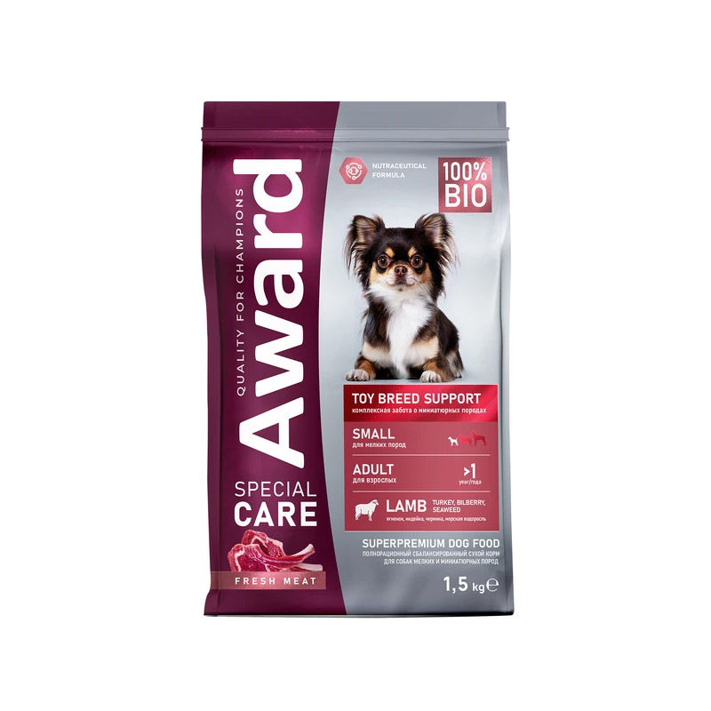 Award Special Care Toy Breed Support для собак мелких и миниатюрных пород со свежим мясом ягненка