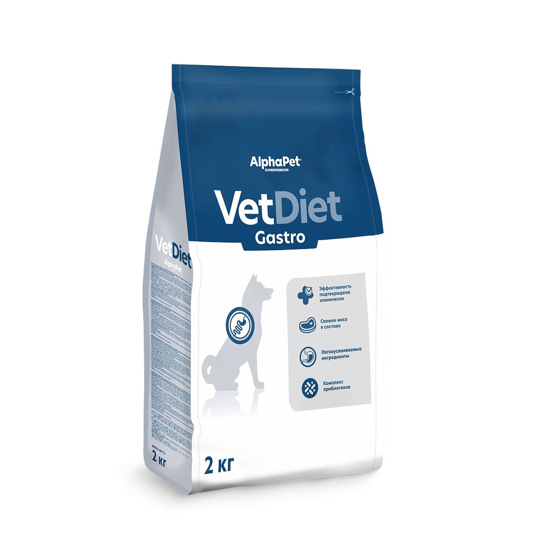 AlphaPet VetDiet Gastro для собак при острых расстройствах пищеварения, в реабилитационный период и при истощении